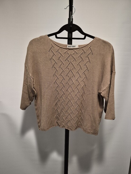 Grace Karin Sweaters - Grace Karin Boat Neck 3/4 Sleeve Lightweight Sweater, Khaki, Large, NWOT